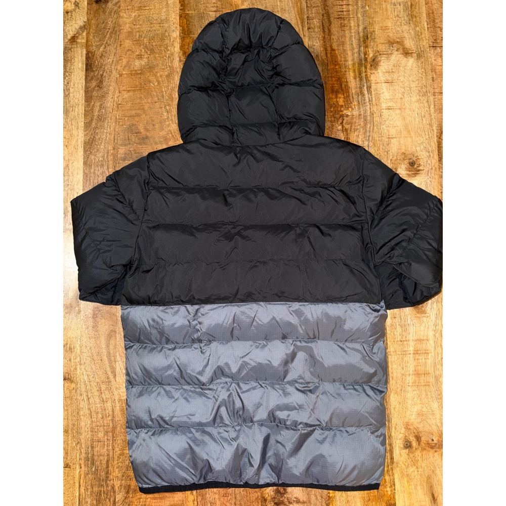 Under Armour Kids Black Gray Colorblock Puffer Jacket Hooded Full Zip YLG Large - Picture 5 of 8
